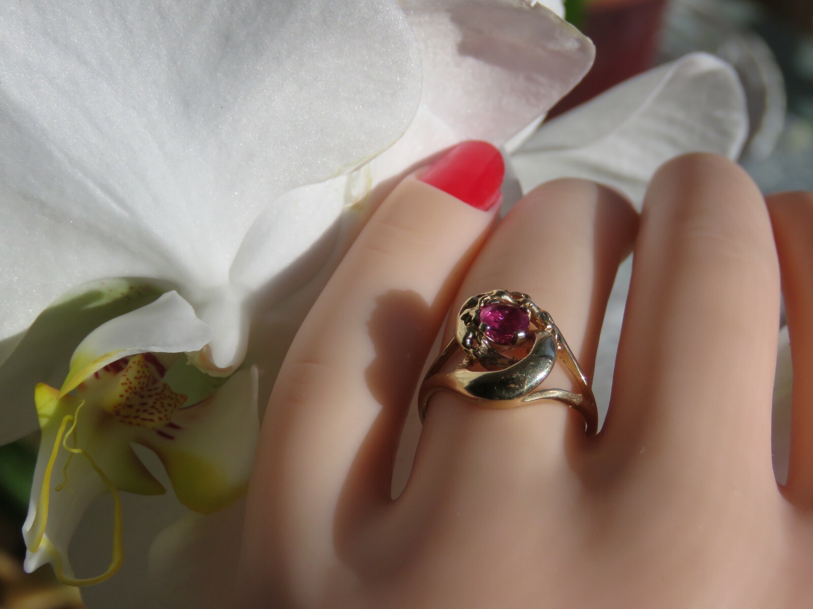 ❤️Solid 14K❤️ Yellow Gold Natural Ruby Engagement… - image 4