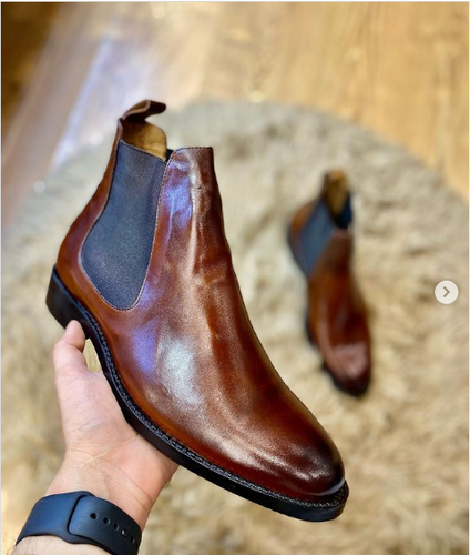 Handmade Men Brown Leather Formal 