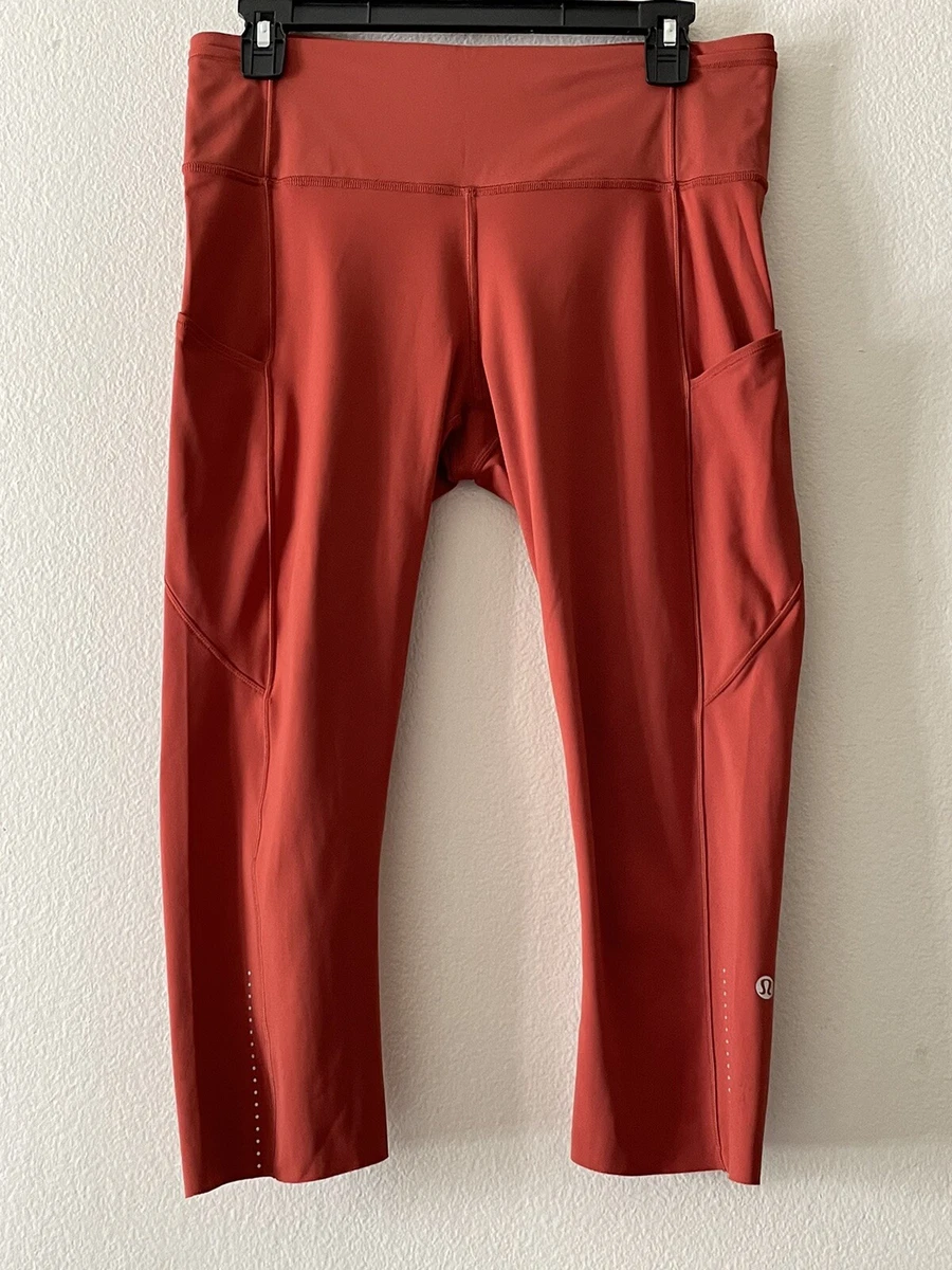 Lululemon Teens Women's Leggings 10 Orange Fast Free Multi Pockets Cropped  Capri