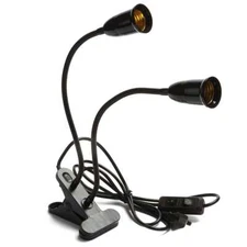 Flexible Double Head E27 LED Clamp/Clip-on Desk Light Work Table Lamp Holder