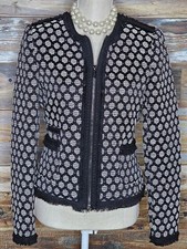 Karl Lagerfeld Cotton Blend Black Gray Geometric Blazer Jacket 6 EXCELLENT