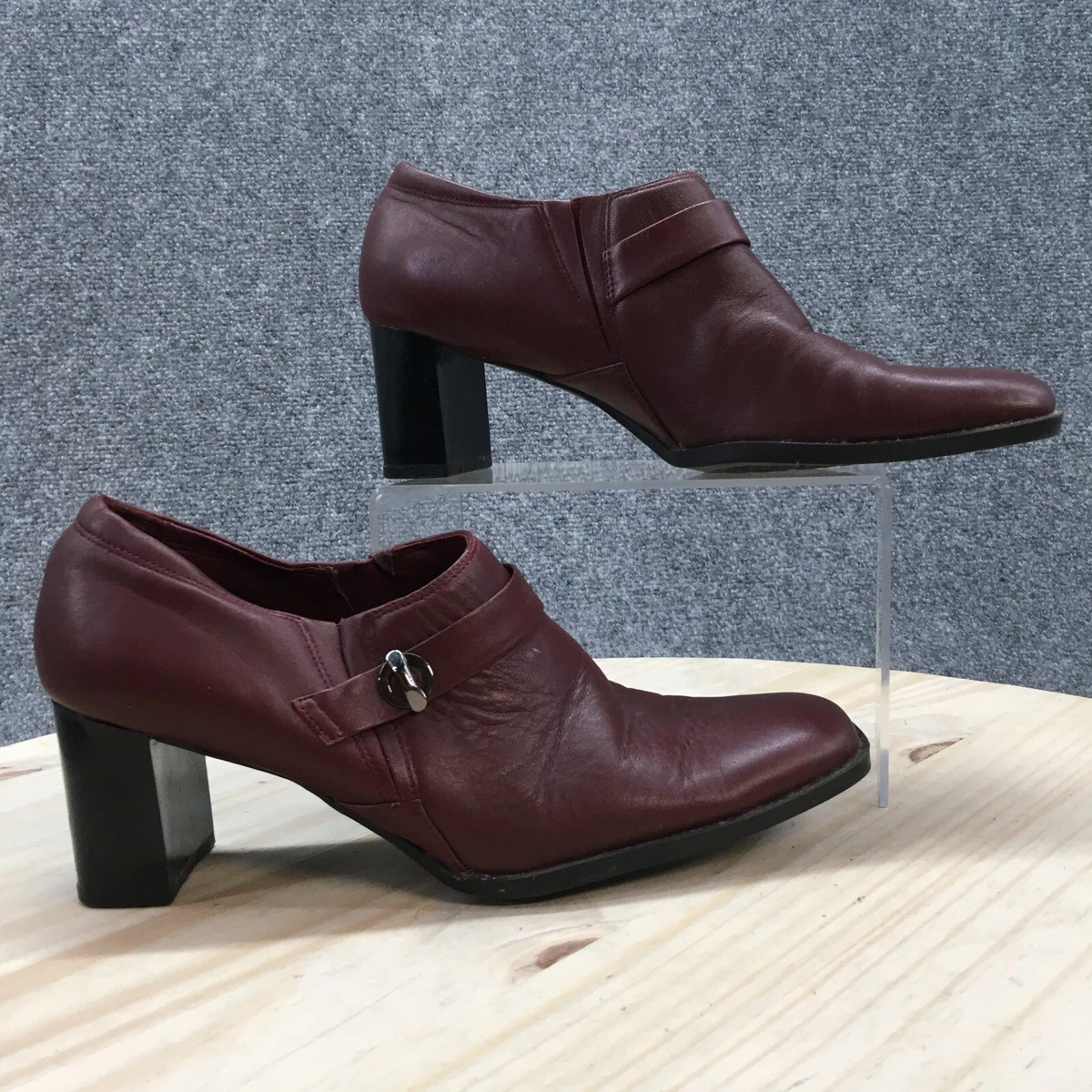 Aerology By Aerosoles Boots Womens 8 Saylor Ankle Booties Heels Burgundy Leather