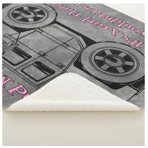 Me & My Hummer H3 SUV Model It's A Girl Thing Gray Sherpa Fleece Throw Blanket - Picture 3 of 5