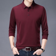 Business Winter Warm Men's Long Sleeve Polo Shirt Simple Fashion