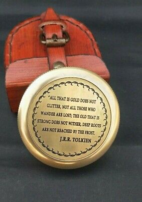 J.R.R TOOLKIEN ~ ALL THAT IS GOLD DOES NOT GLITTER....Ant Brass Compass & Case