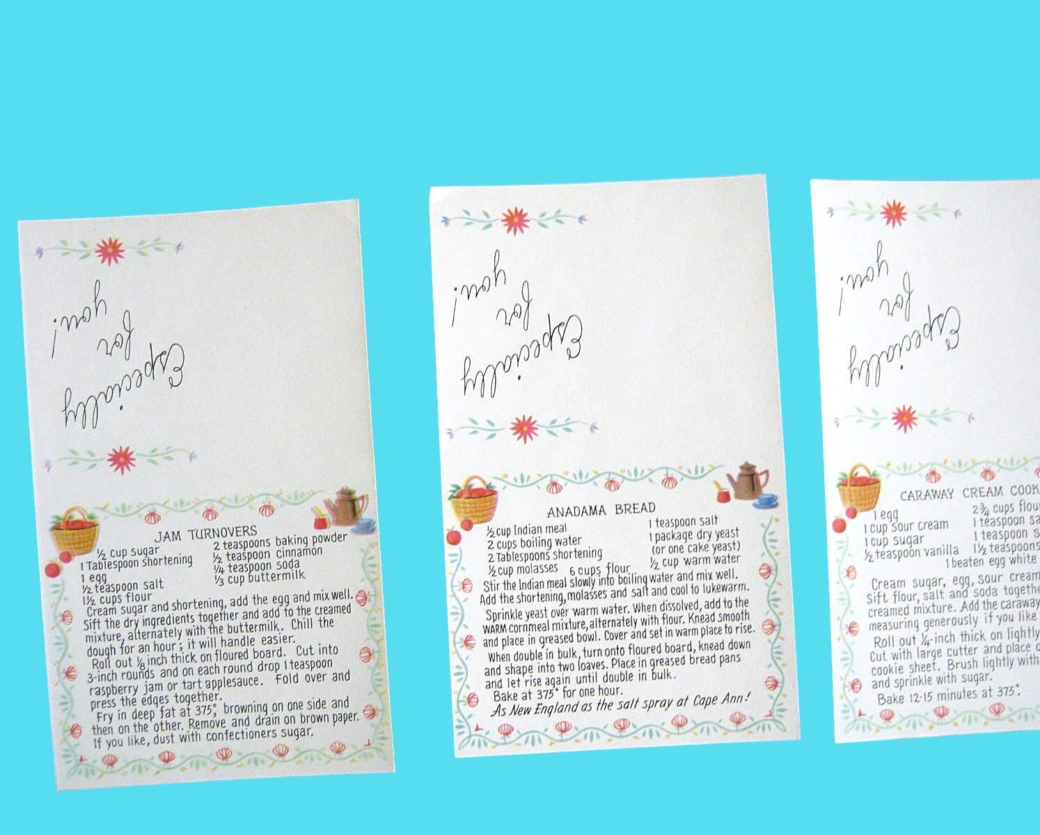 51 Piece Penn Dutch Recipe & Note Card Set; Extra Notes/Recipes; Folk ...