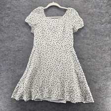 LOFT Ann Taylor Dress Womens 2 Short Sleeve White Black Polka Dot