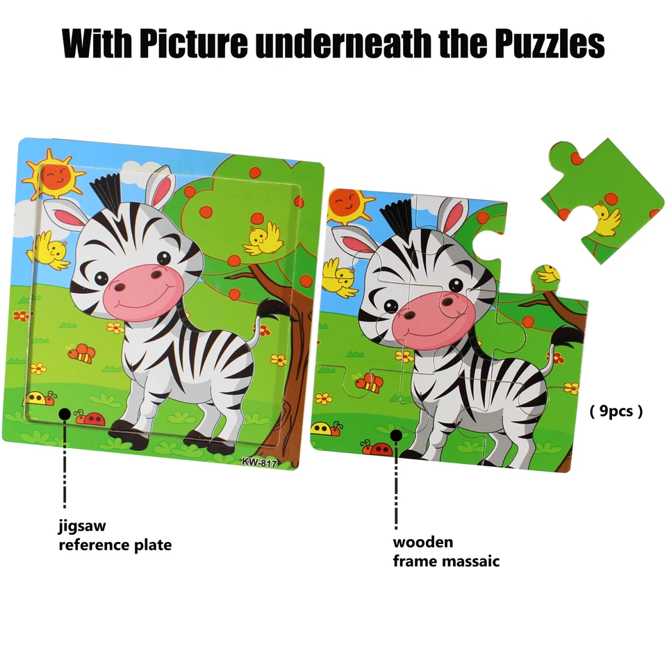 20 Pack Wooden Jigsaw Puzzles for Toddlers Baby Kids  3 4 5Years Old Color Shape - Image 4 of 4