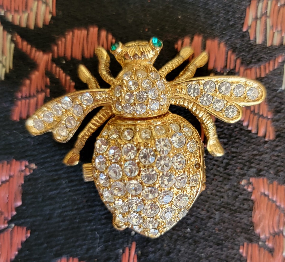 Vintage Joan Rivers Gold &Rhinestone Queen Bee Watch/Clock  display picture 2