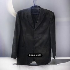 BALMAIN PARIS MEN BLACK WOOL SPORT BLAZER SUIT JACKET 3 BUTTON BREASTED 40 102cm