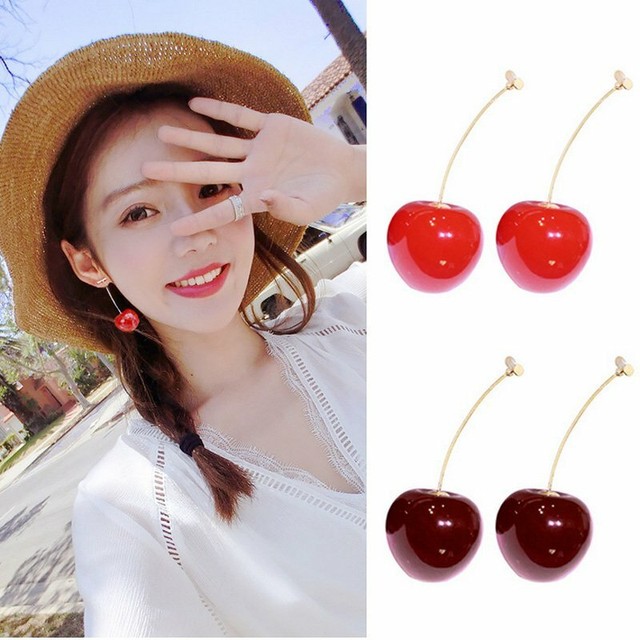 Red Cherry Fruit Simulation Earrings Stud Ear Drop Women Fashion Jewelry Gift CR12080 Red Cherry Fruit Simulation Earrings Stud Ear Drop Women Fashion Jewelry Gift CR12080