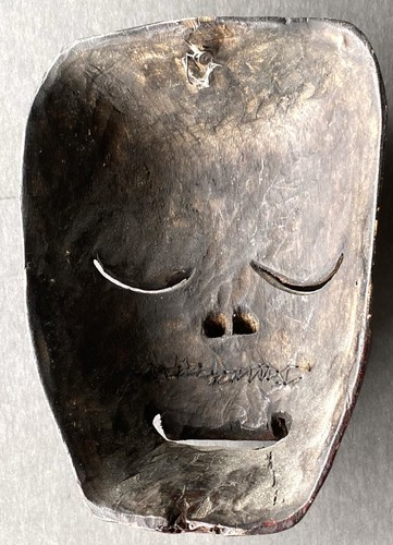 vintage painted carved wood & hair Japanese Noh Theater mask Japan ca 1890 - Picture 6 of 7