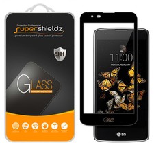Protector de pantalla de vidrio templado cubierta completa Supershieldz para LG K7 (Negro)