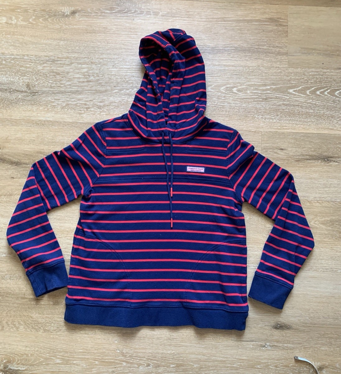 Vineyard Vines Sweatshirt Womens XS Blue Red Stripe Hoodie