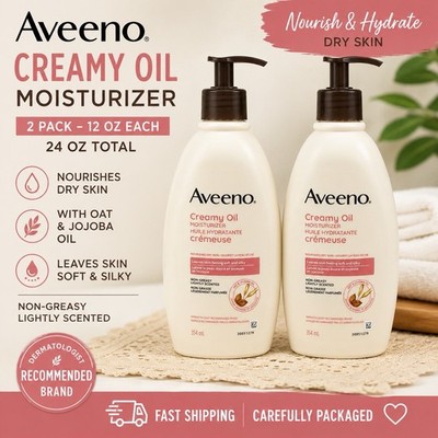 Aveeno Creamy Oil Moisturizer Jojoba Oil 12 oz Discontinued X2