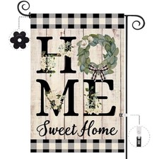 Home Sweet Home Magnolia Garden Flag Double Sided 12.5Wx18L Garden Size BLACK