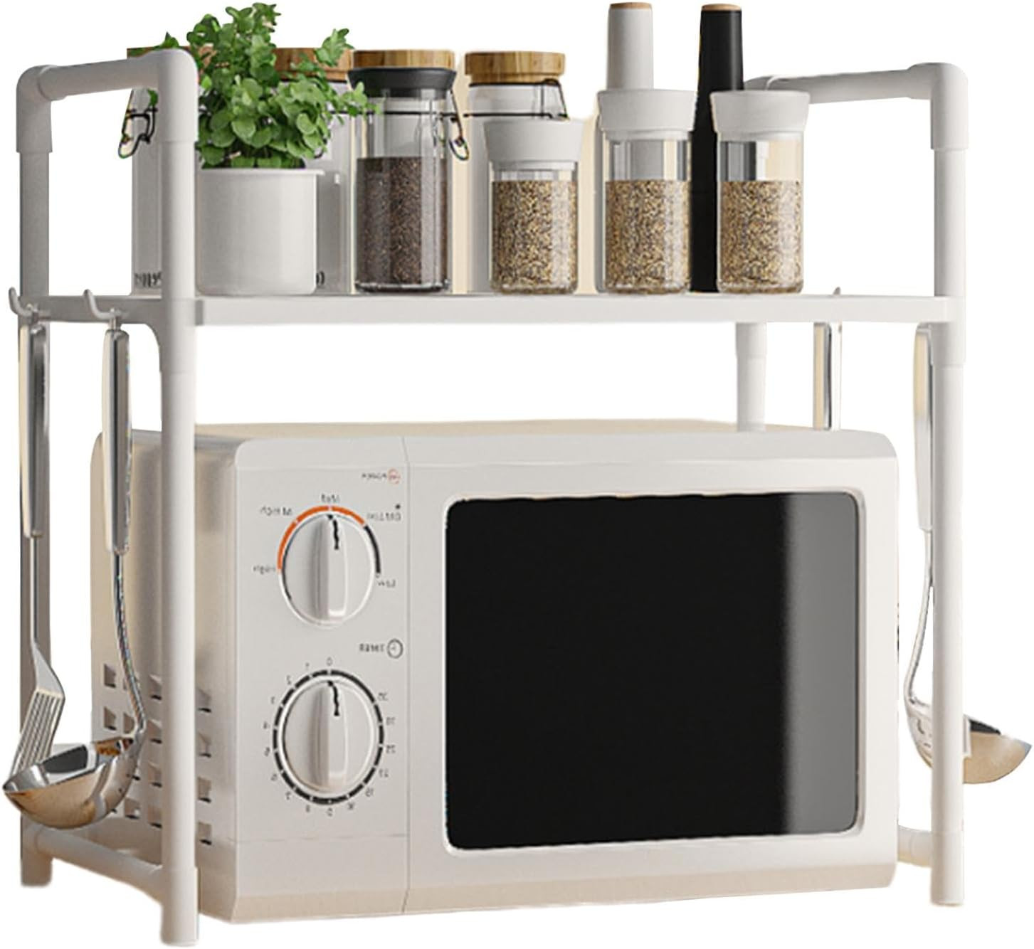 Organizer Microonde Allungabile Acciaio | Scaffale Cucina con Ganci