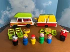 Vintage Fisher Price Little People Play Car/Jeep & Pop-Up Camper 992. MINT