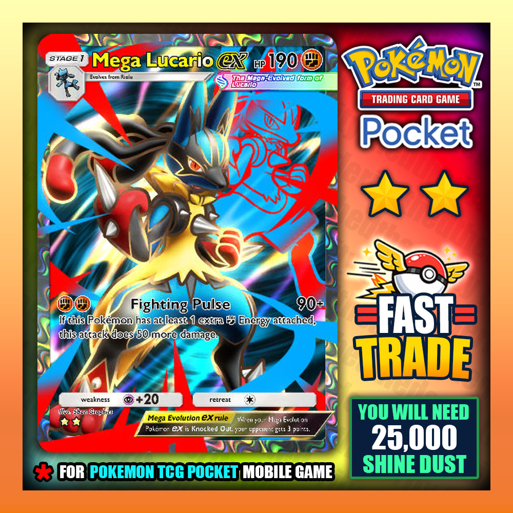 Pokemon TCG Pocket - Mega Lucario EX - Full Art - Pulsing Aura - English Fast ✅