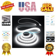 USB Led Light Strip COB Led Strip Lights 5V Daylight Cold White 6000K 3.28FT ...