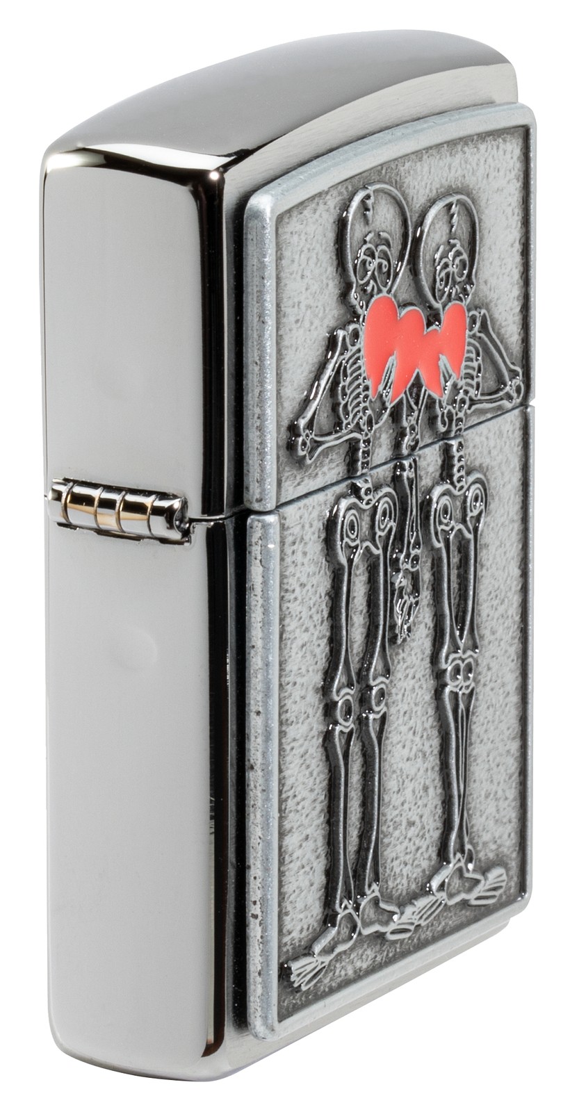 Zippo Couple Love Emblem Design Brushed Chrome Windproof Pocket Lighter, 48688