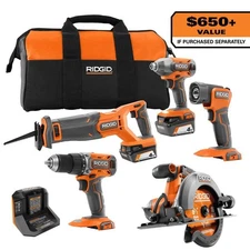 18V Cordless 5-Tool Combo Kit with (2) 4.0 Ah Batteries, Charger, Tool Bag, an