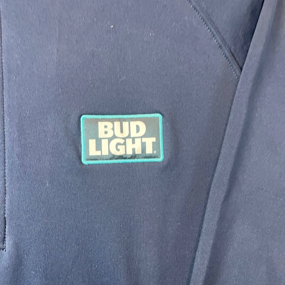 Bud Light Levelwear Quarter Zip Pullover Men’s Large Navy Logo Performance Top - Image 3 of 4
