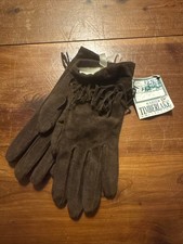 Vintage Deadstock Aris Brown Fringe Leather Gloves Medium Timberlake Collection