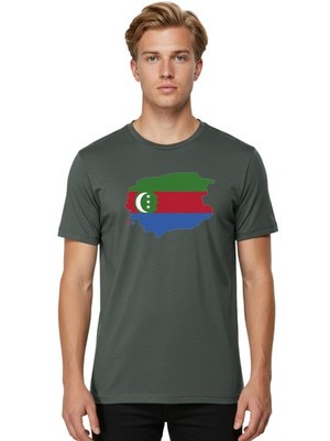 Crescent-And-Stars-Map Mens Graphic Tee, 100% Cotton, Casual Summer Wear