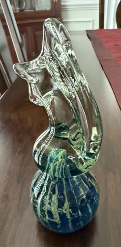 Mdina Signed Maltese Art Glass Sea Horse Paperweight Chess Collectible 6” x 2” - Picture 6 of 12