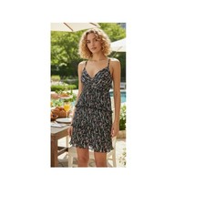 Lulus Quaint Cutie Black Floral Pleated Tiered Mini Dress Size Small New NWT