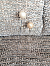2 VINTAGE PEARL HATPINS