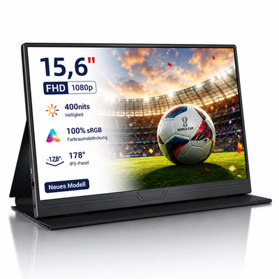 2026 Portable Monitor, 15,6 Zoll Tragbarer Mobiler IPS Bildschirm FHD 1920*1080