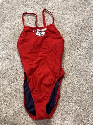 Vintage Lifeguard Speedo Red One-Piece Racerback Athletic Women s Swimsuit 10/36