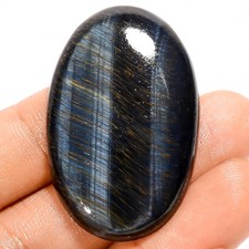 100 Natural Blue Tiger Eye Oval Shape Cabochon Gemstone 51.5 Ct 40X25X5mm UG702