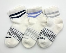 3 Pairs Bombas Women's Cushion Vintage Stripes Quarter socks Size S 4-7.5