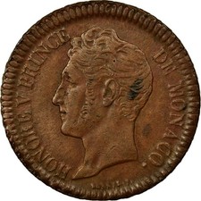 [#58787] Coin, Monaco, Honore V, Decime, 1838, Monaco, AU(50-53), Brass, KM:97.1