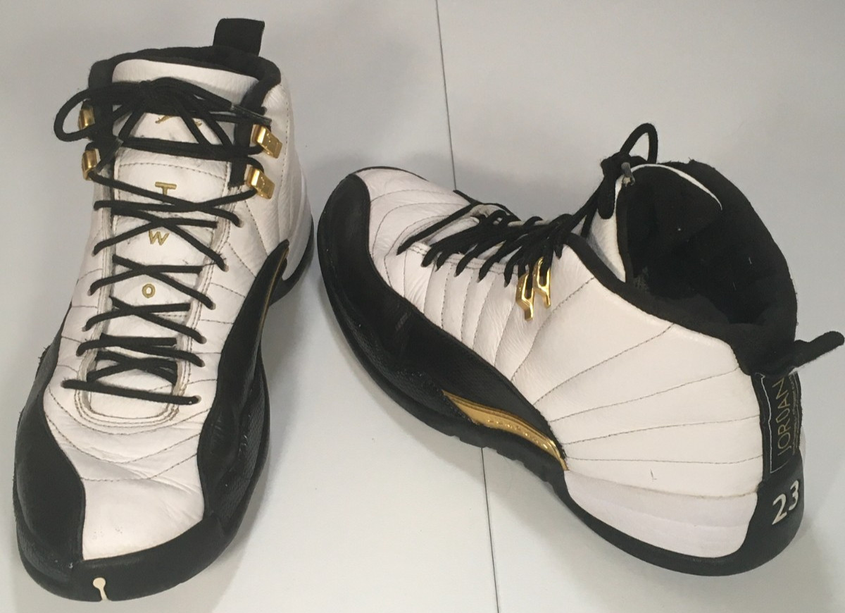 Nike Air Jordan 12 Retro White Black Gold Men’s 10.5 C18013-170 Very Good