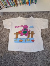 Barney Friends Vintage White Graphic Print Short Sleeve Crew Tee 5t