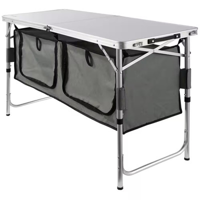 Camping Kitchen Table 3 Adjustable Height Aluminum Portable Folding Camp Cooking