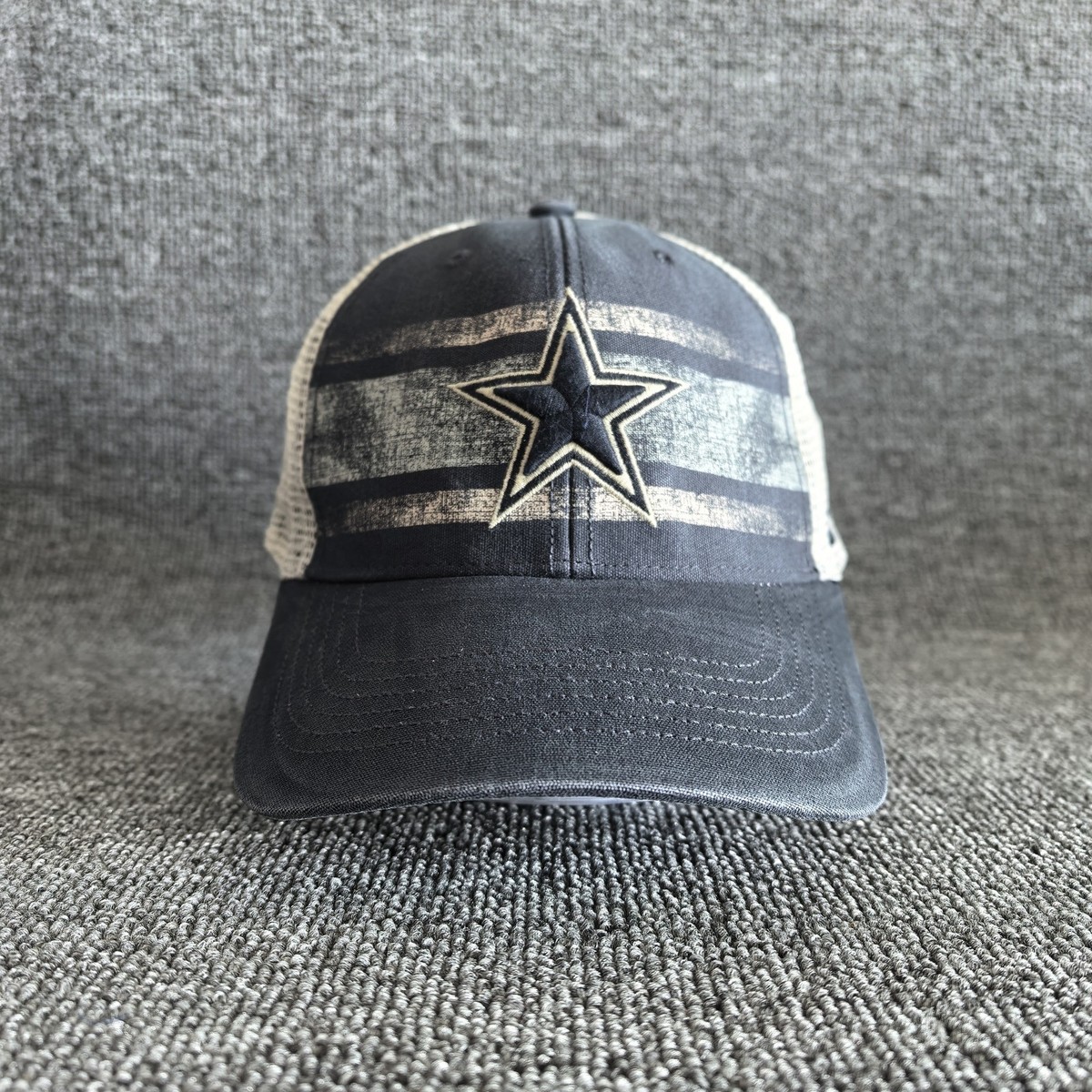 '47 Brand Dallas Cowboys NFL Trucker Cap Mesh Back Snapback Black Distressed Str