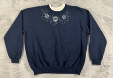 Top Stitch By Morning Sun Womens XL Sweatshirt Jeweled Snowflakes Winter Granny