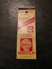 Vintage Shell Johnson Oil Co Inc Idence Vermont Matchbook Cover