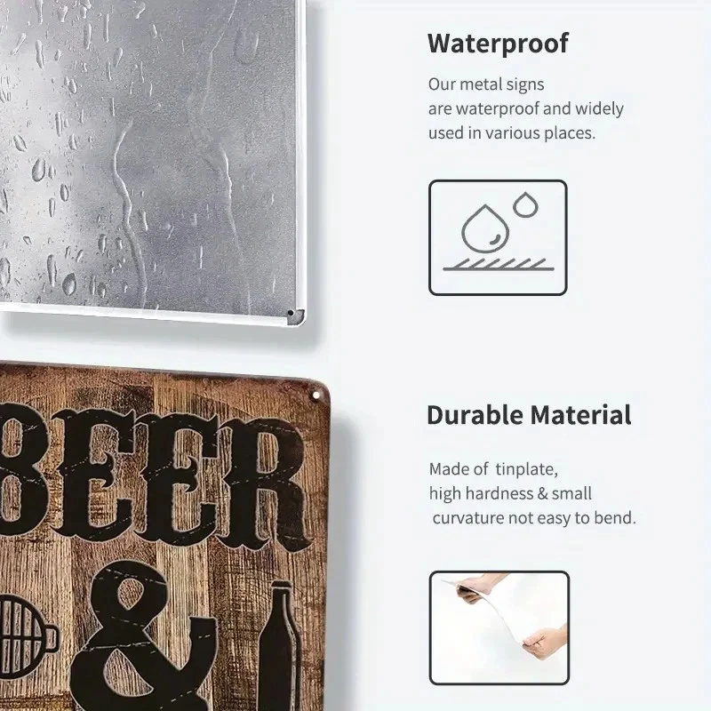 Letrero metálico de cerveza y barbacoa: decoración de pared vintage - NUEVO 12X8 Foto 3 de 3