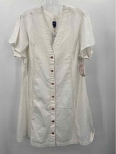 Pre-Owned Gap White Size XL Denim Shift Knee Length Short Sleeve Dress