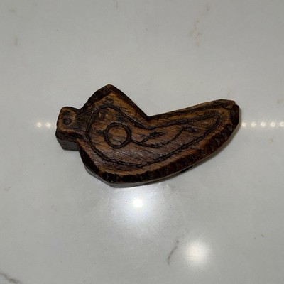 Hand Carved Wood Spice Box Tika Salt Cellar w/ Swivel Lid-India. Folk Art