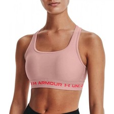 Under Armour Sports Bra UA Womens Crossback Mid Heather Pink Ladies New Size XS
