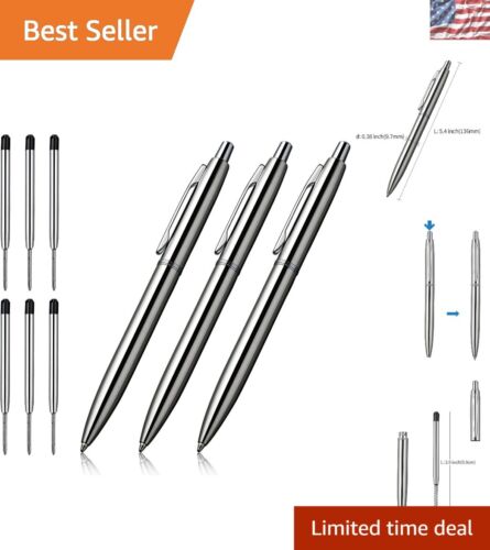 Professional-Grade 3 Pcs Ballpoint Pen Set - Lightweight, Smooth Black Ink Pens