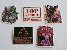  4 Lot Of 5 Assorted Five Nights At Freddy's FNAF 3" Waterproof Stickers.