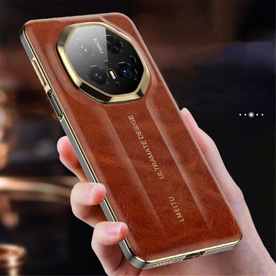 Genuine Cowhide Leather Slim Case for Huawei Mate70 Pro 70 RS Oil Wax Back Cover